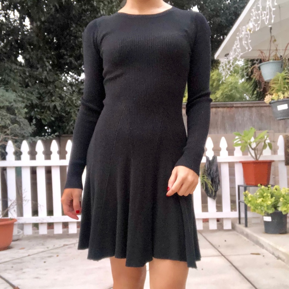 🌈REHAB LONG SLEEVE FIT AND FLARE KNIT DRESS